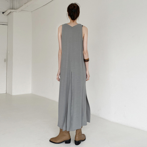 Korean design split sleeveless vest dress