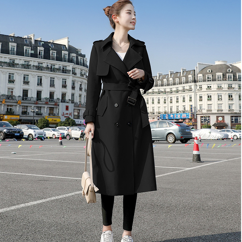 Original windbreaker with lining for women's middle and long new Korean popular British style knee coat autumn and winter coat