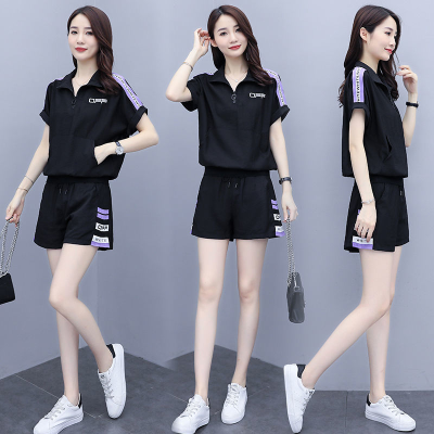 Casual suit women's  new fashion Korean loose size fashion short sleeve shorts sports summer two piece set