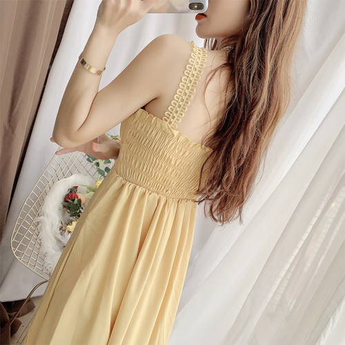 Sweet little fresh suspender dress female summer cover meat show thin long skirt lady wind gentle temperament fairy skirt