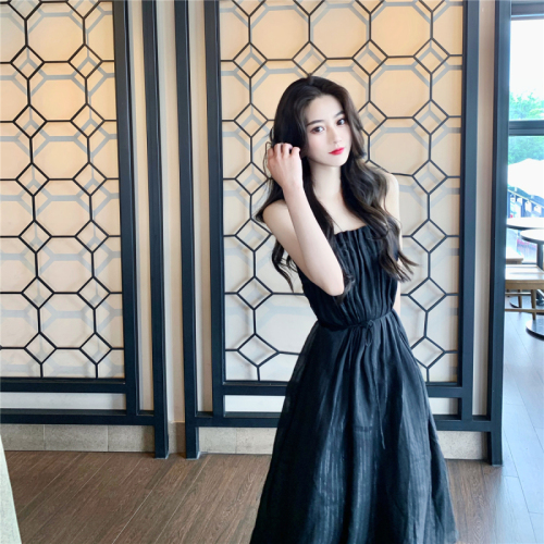 White suspender dress women's summer dress new French retro niche first love temperament knee length skirt