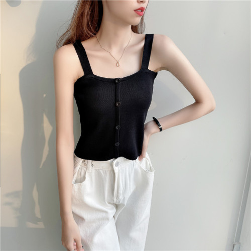 Real shot real price Korean knitted small sling vest for women