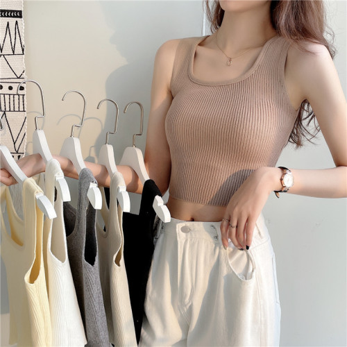 Real price Korean new slim short open navel knitted vest