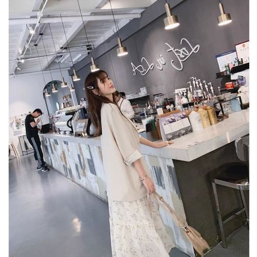 Fashion two piece suit new Chiffon floral suspender dress in spring and summer of 2021