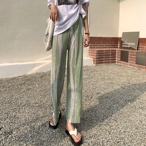 Tie dyed wide leg pants women's spring and autumn new high waist drop loose straight pants casual sweet cool pants fashion