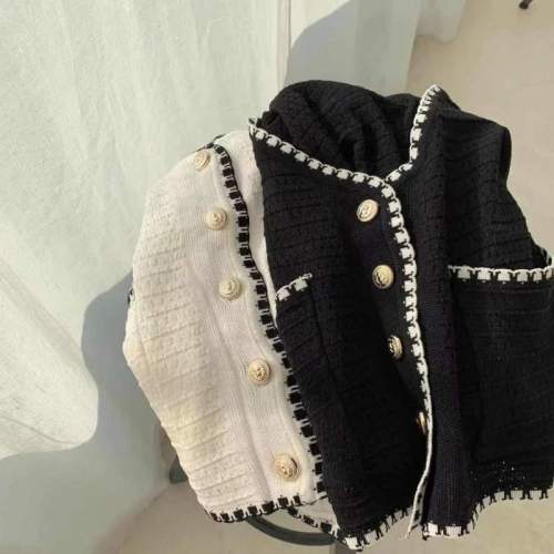 Hong's 2020 summer new style small fragrance short sleeve lady temperament short knitting top thin cardigan