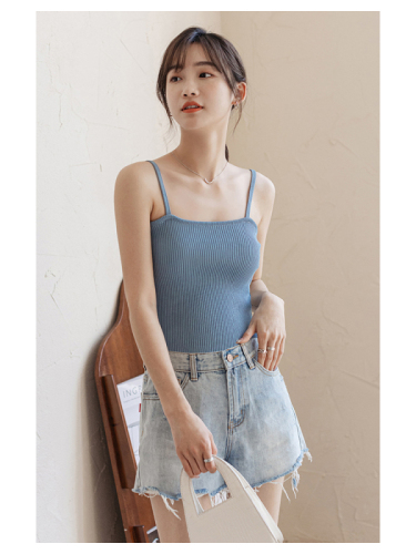 Ice silk small sling vest women's summer short slim, sexy and tight to wear with knitted bottom coat inside