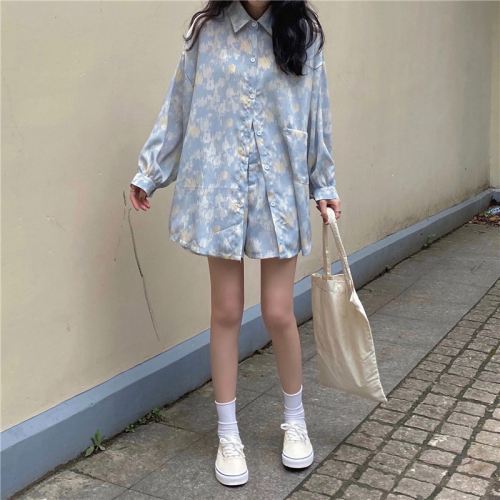 Real price ~ fashion floral suit long sleeve shirt + Capris