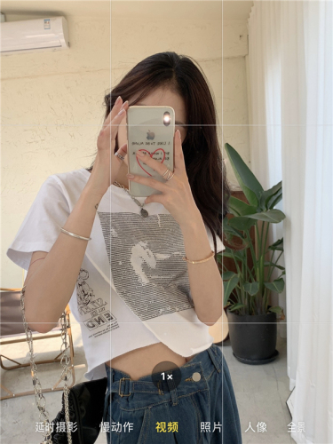 Real price new spice girl sweet spicy short top light ripe short sleeve T-shirt women's design