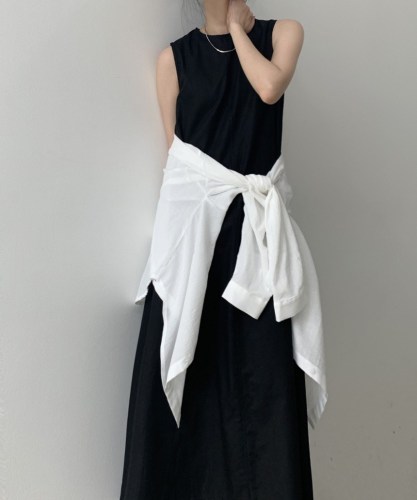 Korean minority minimalism loose and big show thin sleeveless vest dress