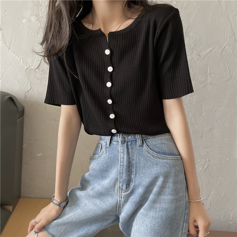 Real price ~ Korean new versatile loose short sleeve Knitted Top