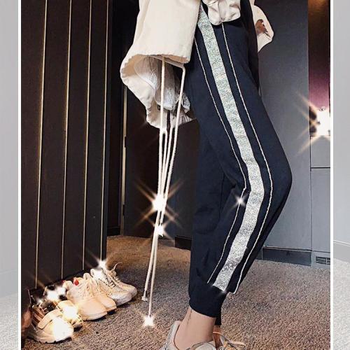 European station heavy industry hot drill high waist Harem Pants loose and thin versatile black pants new style for women in spring and summer