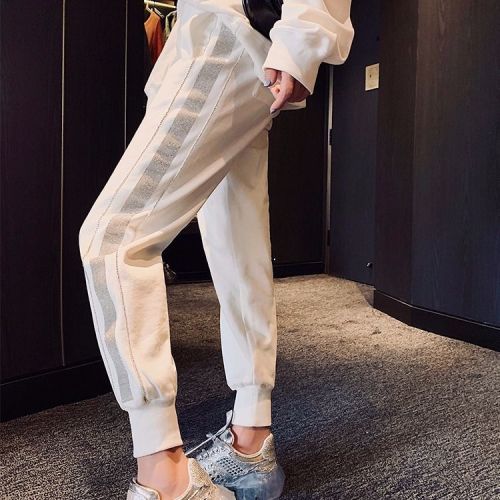 European station heavy industry hot drill high waist Harem Pants loose and thin versatile black pants new style for women in spring and summer