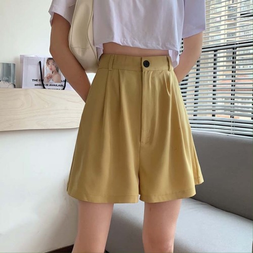 Korean summer new loose and thin student High Waist Wide Leg suit pants and casual shorts