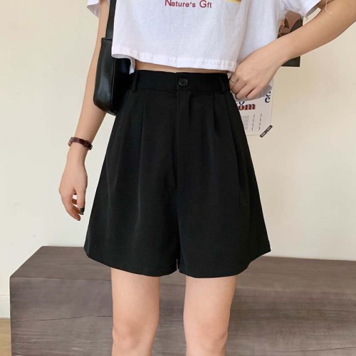 Korean summer new loose and thin student High Waist Wide Leg suit pants and casual shorts
