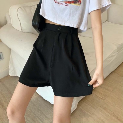 Korean summer new loose and thin student High Waist Wide Leg suit pants and casual shorts