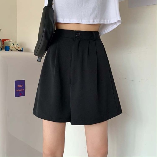 Korean summer new loose and thin student High Waist Wide Leg suit pants and casual shorts