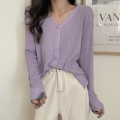 Real price ~ Korean loose, breathable and versatile thin knitted sunscreen cardigan 8 colors