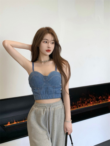 Real price jeans with vest short sexy suspender top