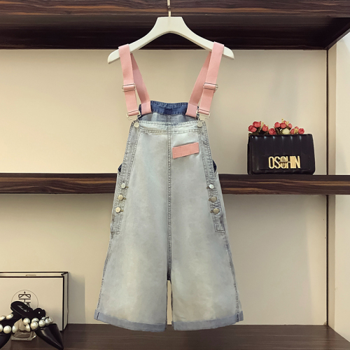 Real shot large size women's 2021 summer dress new style fat sister foreign style show thin cover belly jeans two piece set