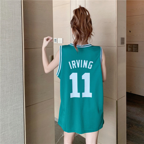 Real shot mesh vest Jersey women's short sleeve T-shirt basketball suit two piece loose personality sleeveless top