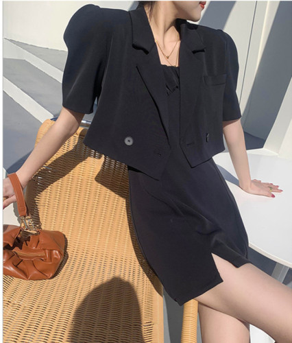 Suit coat women's summer 2021 new thin versatile short short short short sleeve white suit top