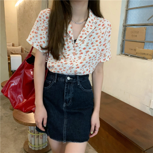 Real price ~ summer Korean loose Floral Shirt Short Sleeve Top
