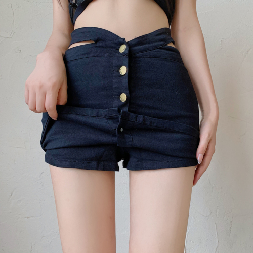 Real price open waist denim button skirt summer a skirt