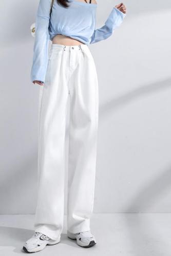 Multi color wide leg jeans women's loose summer thin high waist slim design straight tube mop pants