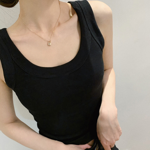 Korean thread top with sling for women's  summer new round neck bottoming versatile thin anti light vest