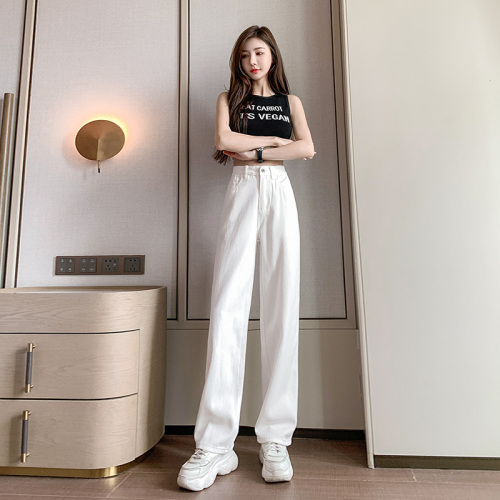 Real shot shows thin high waist small nine and trousers thin wide leg jeans women's high waist floor pants