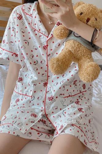 Real pajamas women's summer new net red suit women's fashion foreign style thin home clothes women