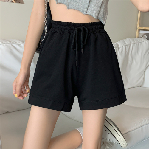 Real shot summer new loose and casual women's shorts with thin wide legs