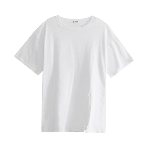 6535 cotton split top medium length short sleeve T-shirt