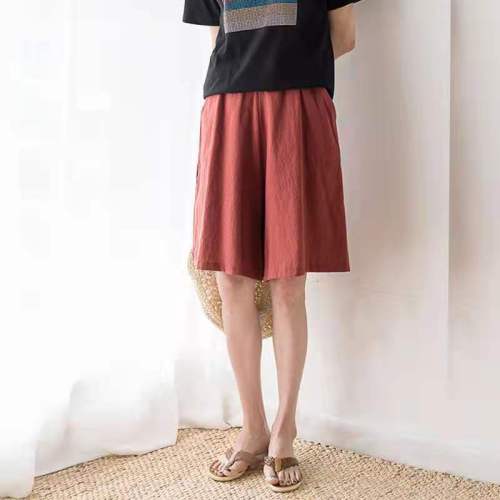 Women's summer new pure color casual loose fat sister Shorts Large women's thin wide leg pants