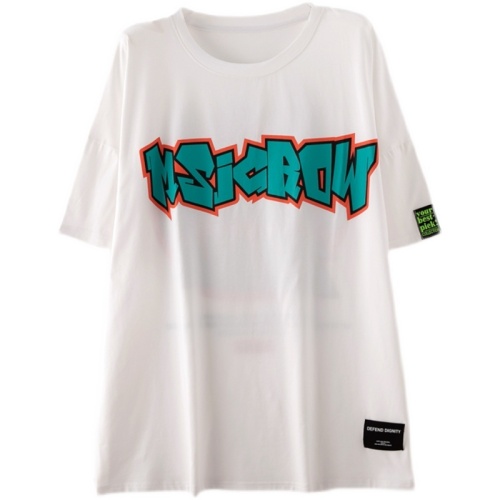 Real shot large medium length letter short sleeve T-shirt summer Korean loose medium length top