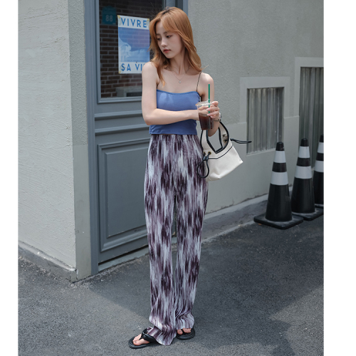 Real photo of 2021 summer ins thin tie dyed high waist and thin straight casual pants