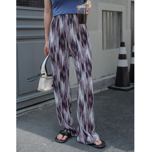 Real photo of 2021 summer ins thin tie dyed high waist and thin straight casual pants