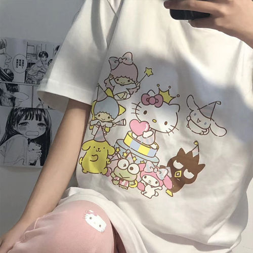 Official picture cotton short sleeve t-shirt female Japanese soft girl cartoon Sanrio party