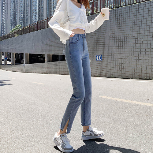 Slim, slim, straight, micro elastic jeans, split and fashionable jeans