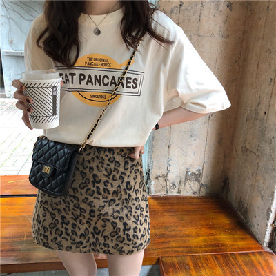 Apricot print short sleeve T-shirt for women in summer 2021