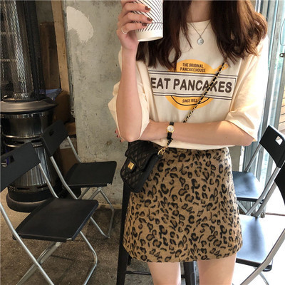 Apricot print short sleeve T-shirt for women in summer 2021
