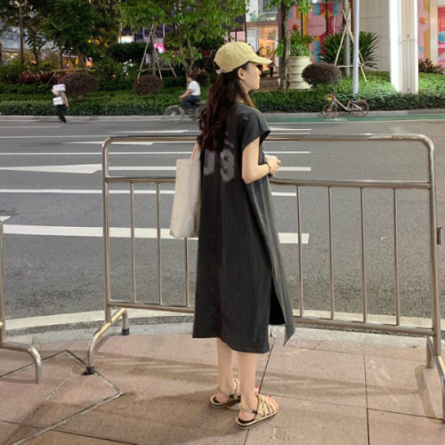New style women's sleeveless T-shirt long skirt harasufeng student coat women's vest dress