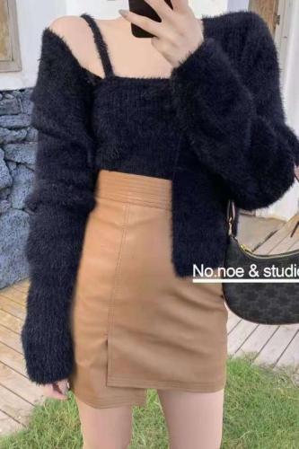 Baishui women's sweater cardigan women's coat Korean loose autumn and winter thickening foreign style gentle wind two piece set of top