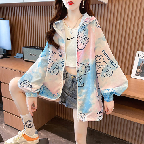 Real shot zipper cardigan sunscreen coat women's summer relaxed and relaxed foreign style versatile thin long sleeve top