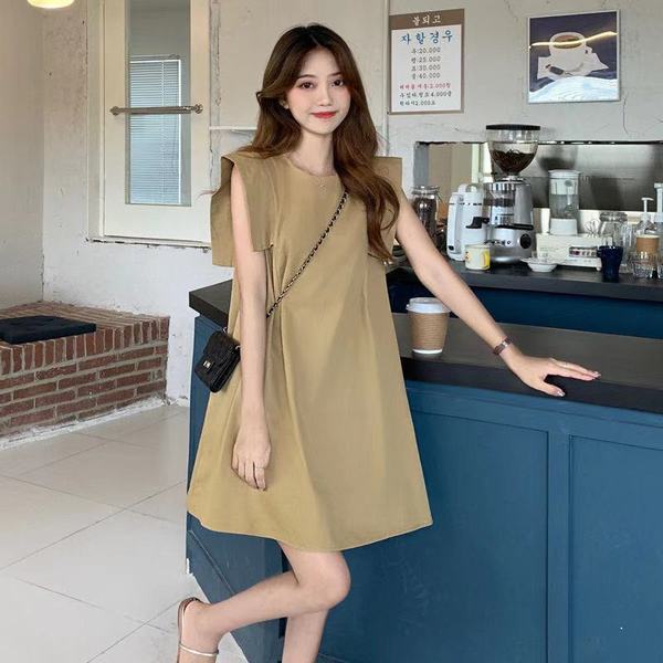 Dress women's new pure air covered meat sleeveless A-line dress in 2021