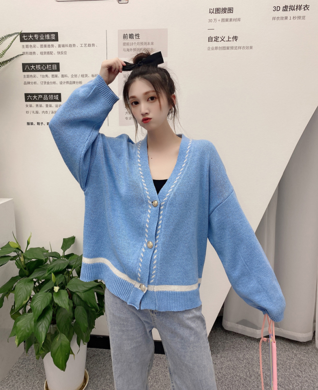 Gentle wind knitting cardigan sweater women's loose temperament small fragrance coat