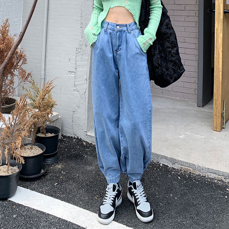 Harlan jeans women's summer thin straight loose New High Waist Wide Leg radish daddy pants banana pants