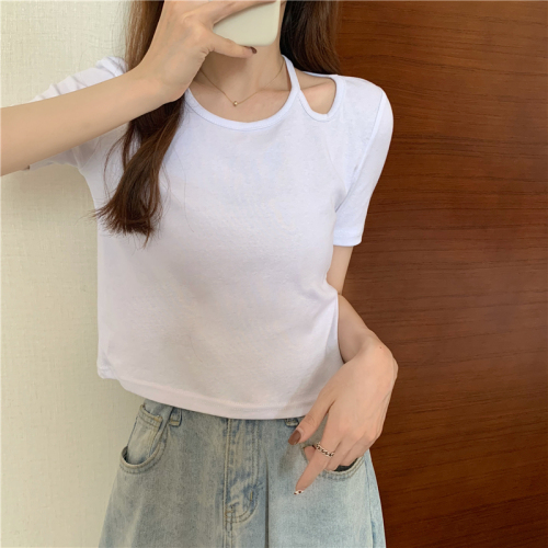 6535 pull frame 2021 new gentle style sweet short cut care machine short sleeve T-shirt
