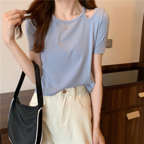 6535 pull frame 2021 new gentle style sweet short cut care machine short sleeve T-shirt